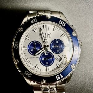 Bulova Marine Star Silver Chronograph Watch